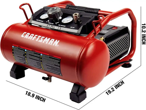 Craftsman 3 Gallon Hot Dog Air Compressor, Oil-Free 155 PSI | 155 PSI Max Pressure & 2.6 CFM @ 90 PSI, Oil-free Pump Cuts Maintenance, Portable & Durable, Lightweight 36LBS