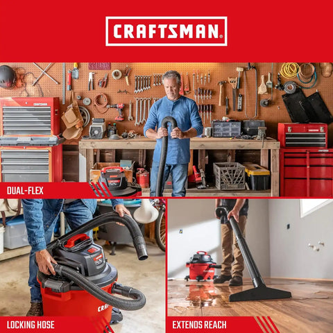 CRAFTSMAN CMXZVBE38758 2-1/2 in. x 13 ft. POS-I-LOCK Wet Dry Vacuum Hose | Industrial-Grade Shop Vacuum Hose Attachment Kit, Fits Most CRAFTSMAN Wet/Dry Vacuums with a 2-1/2 in. Diameter Inlet