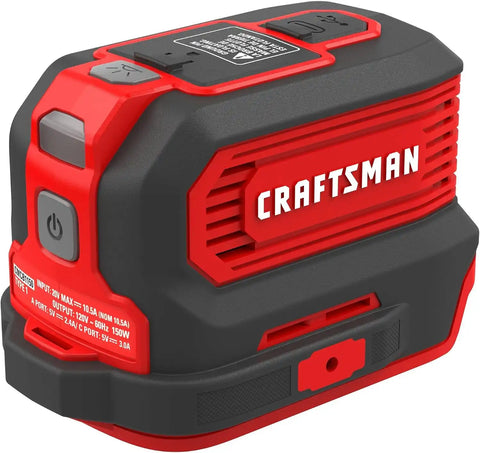 CRAFTSMAN V20 Charger, Power Inverter, Charging Ports for Type-C, Type-A, and AC, 150 Watts, Bare Tool Only (CMCB1150B)