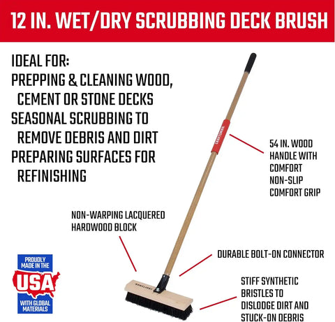 CRAFTSMAN CMXMKIT0100 2-Piece Long Handle Wash Brush Set with 10 in. All-Surface Wash Brush and 12 in. Scrubbing Deck Brush