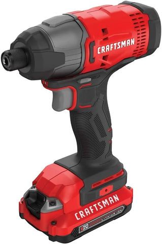 CRAFTSMAN V20 Cordless Impact Driver Kit, 1/4 inch, 2 Batteries and Charger Included (CMCF800C2)