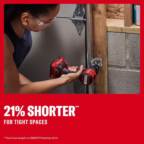 CRAFTSMAN V20 1/2-in Hammer Drill, Brushless RP, Compact Cordless Hammer Drill, Battery Not Included (CMCD716B)
