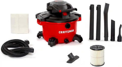 CRAFTSMAN CMXEVBE17606 12 Gal. 6.0 Peak HP Wet Dry Vac with Detach Blower | Portable Shop Vacuum Wet and Dry with Filter, Dust Bag, Hose and Attachments for Garage, Outdoor Cleaning