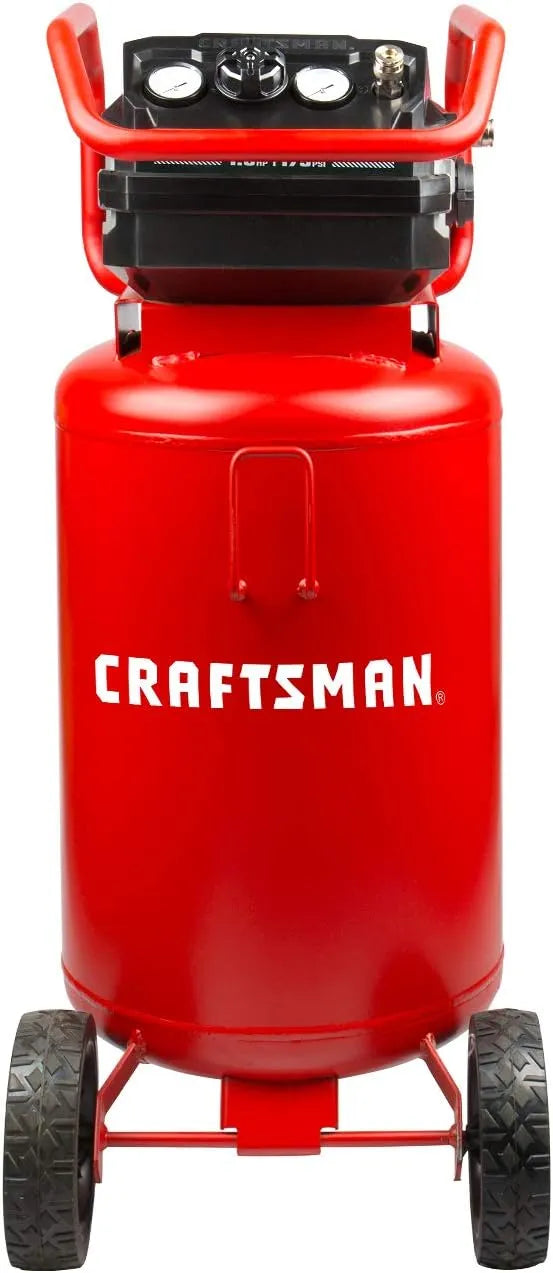 Craftsman Air Compressor, 20 Gallon Oil-Free 1.8 HP Max 175 PSI Pressure Two Quick Couplers Big Capacity, Red- CMXECXA0232043 | Dual Quick Couplers, 1.8HP, 5 CFM @ 40 PSI Air Compressor for Garage, Jobsite & Workshop