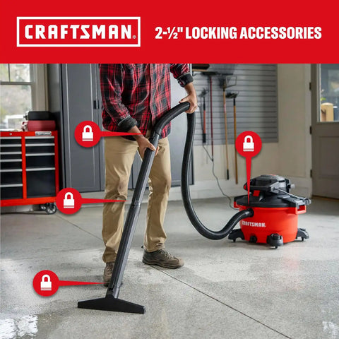CRAFTSMAN CMXEVBE17606 12 Gallon 6.0 Peak HP Wet Dry Blower Vacuum Bundle