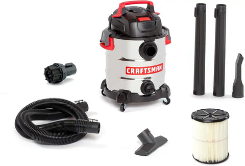 CRAFTSMAN CMXEVBE17155 10 Gallon 6.0 Peak HP Stainless Steel Vacuum Bundle