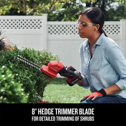CRAFTSMAN V20 4 In. Cordless Handheld Grass Trimmer and 8 In. Mini Hedge Trimmer, Battery and Charger Included, Rechargeable 2 in 1 Grass Shear and Bush Trimmer (CMCSS800C1)