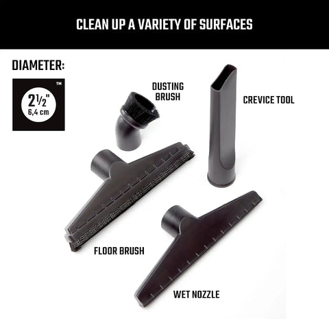 CRAFTSMAN CMXZVBE38802 2-1/2 in. Wet Dry Shop Vacuum Attachment Kit | Industrial-Grade Shop Vacuum Accessories for Cleaning your Home, Fits 2-1/2 in. Hose Diameters