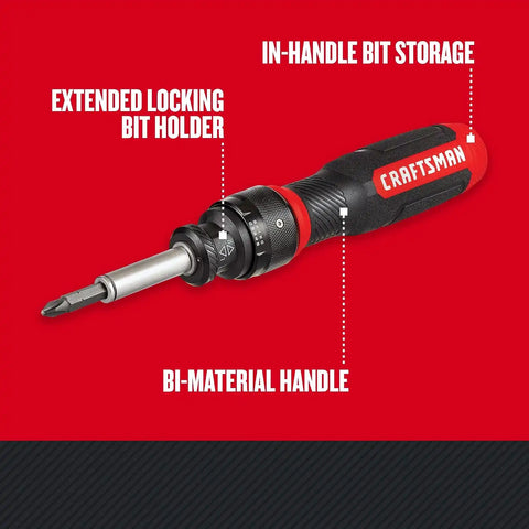CRAFTSMAN Ratcheting Screwdriver,SpeedDrive,2” Double Ended Bits Included,Handle Holds Up To 6 Bits (CMHT68129),(Pack of 4)