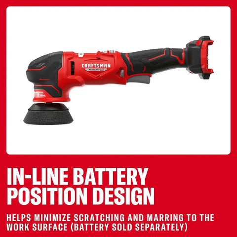 CRAFTSMAN 3 in. Dual Action Buffer Polisher, V20 Brushless Cordless Orbital Polisher, Variable Speed, Tool Only (CMCE130B)