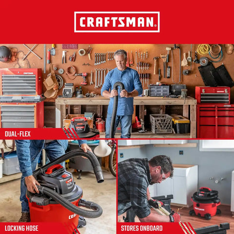 CRAFTSMAN CMXZVBE38763 2-1/2 in. x 7 ft. POS-I-LOCK Wet Dry Vacuum Hose | Industrial-Grade Shop Vacuum Hose Attachment Kit, Fits Most CRAFTSMAN Wet/Dry Vacuums with a 2-1/2 in. Diameter Inlet