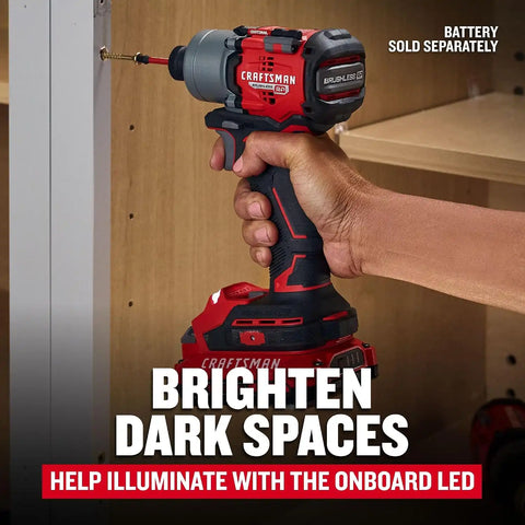 CRAFTSMAN V20 BRUSHLESS RP Cordless 1/4-in. Impact Driver (Tool Only) (CMCF830B)