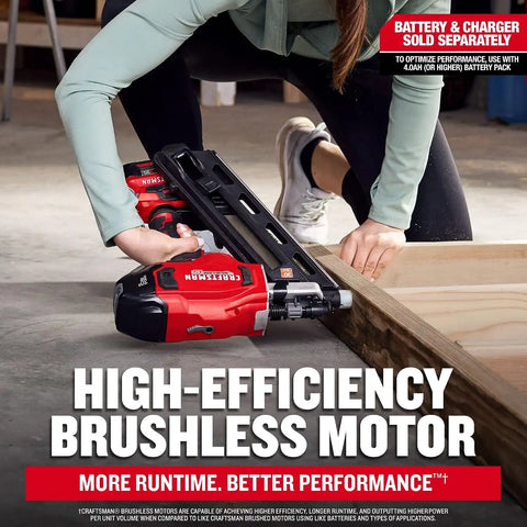 CRAFTSMAN V20 Brushless Cordless 30° Framing Nailer (Tool Only) (CMCN630PTB)