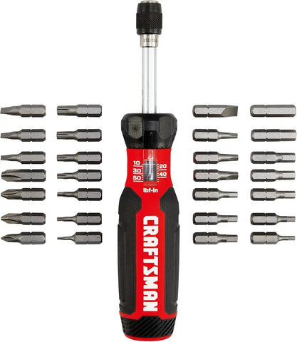 CRAFTSMAN Torque Screwdriver Set with Storage, 1" Phillips, Slotted, Hex, Torx and Square Screwdriving Bits, 29 Piece (CMHT68130) (Pack of 4)