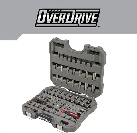 CRAFTSMAN OVERDRIVE 99-Piece Gunmetal Chrome Mechanics Tool Set, Standard SAE/Metric Socket Set, with Hard Case (CMMT99099)