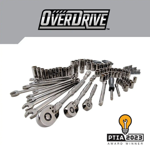 CRAFTSMAN OVERDRIVE 121-Piece Gunmetal Chrome Mechanics Tool Set, Standard SAE/Metric Socket Set, with Hard Case (CMMT99121L)