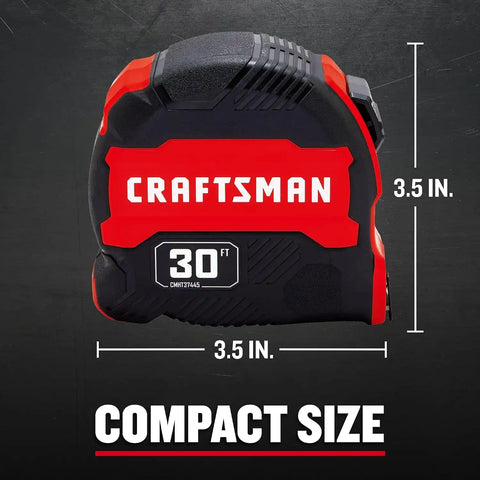 CRAFTSMAN 30-ft Tape Measure with Fraction Markings, Retractable (CMHT37445S)