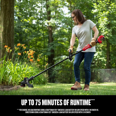 CRAFTSMAN V20* BRUSHLESS RP Outdoor Combo Kit, Cordless String Trimmer & Blower, 5.0 Ah Battery and Charger Included, Compact Weedwacker with 13 In Cutting Deck, 410 CFM and 110 MPH Blower (CMCK497P1)