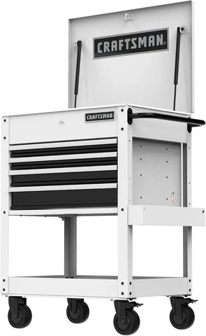 CRAFTSMAN Rolling Tool Chest with Drawers, Tool Box with Wheels and 4 Drawers, Power Outlets and USB, Protective Liner, Steel Utility Cart Storage Cabinet, Supports up to 700 lbs, White (CMST98276WW)