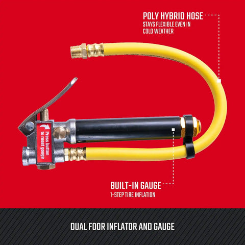 CRAFTSMAN Dual Foot Inflator and Gauge, 20-120 PSI, Built-in Relief Valve, 1/4-Inch NPT Air Inlet
