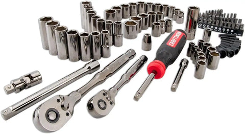 CRAFTSMAN OVERDRIVE 99-Piece Gunmetal Chrome Mechanics Tool Set, Standard SAE/Metric Socket Set, with Hard Case (CMMT99099)