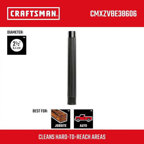 CRAFTSMAN CMXZVBE38606 2-1/2 in. Extension Wand Wet Dry Vac Attachment | Industrial-Grade Shop Vacuum Accessory for Extending Reach While Cleaning, Fits 2-1/2 in. Hose Diameter