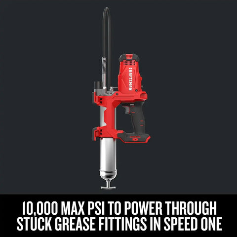 CRAFTSMAN Grease Gun V20 Electric Grease Gun Cordless, 40" Hose, LED Light, 10,000 Max PSI Pushes up to 9 oz. of Grease per Minute, Tool Only (CMCGG001B)
