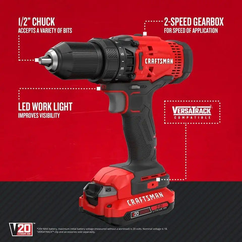 CRAFTSMAN V20 Cordless Power Tool Combo Kit, with Drill/Driver, Circular Saw, 2 Batteries and Charger (CMCK202C2)