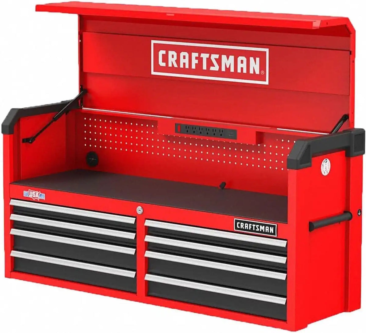 CRAFTSMAN S2000 52" 8-Drawer Tool Storage Chest with Light and Divider, Red (CMST35282RB)