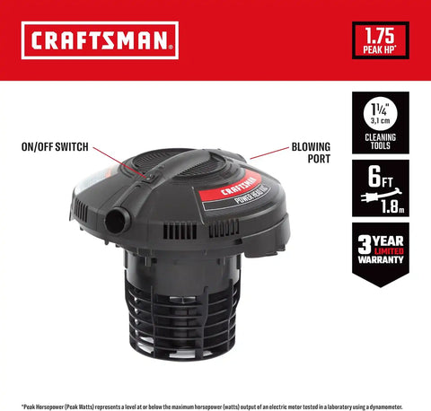 CRAFTSMAN CMXEVBE17678 1.75 Peak HP Wet Dry Shop Vacuum Powerhead Bundle