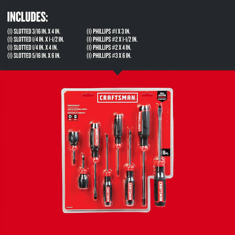 CRAFTSMAN Screwdriver Set, Bi-Material, 8 Piece Set (CMHT65075N)
