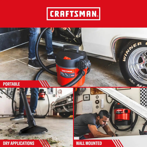 CRAFTSMAN CMXEVBE17925 5 Gallon 5.0 Peak HP Wet Dry Shop Vacuum