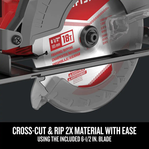 CRAFTSMAN V20 MAX Cordless Power Tool Kit, Circular Saw with 6 1/2 inch Blade, 1/4 inch Impact Driver, 1/2 inch Drill/Driver, LED Task Light, Battery and Charger Included (CMCK401D2AM)