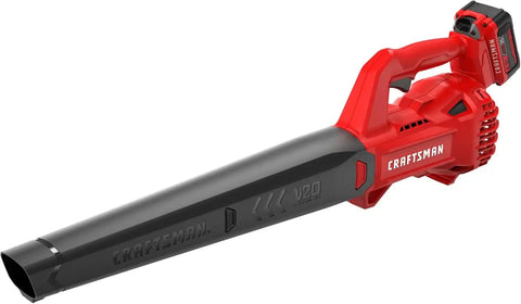 CRAFTSMAN V20 Leaf Blower Cordless with 4.0 Ah Battery and Charger, 90 MPH 200 CFM, Integrated Scraper, Lightweight, Easy Operation Handheld Blowers for Lawn Care (CMCBL710M1)