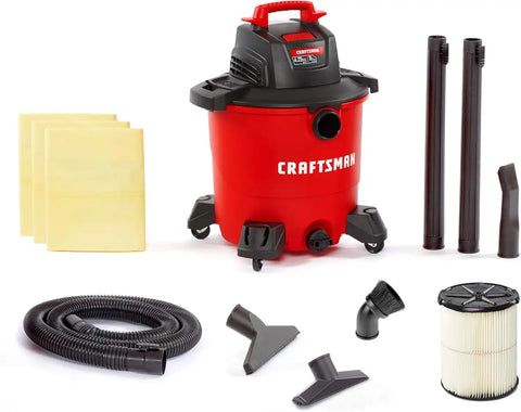 CRAFTSMAN CMXEVBE18690 9 Gallon 4.25 Peak HP Wet Dry Vac, Portable Shop Vacuum Wet and Dry with Filter, 3 Dust Bags, Dusting Brush, Hose and Attachments for Home, Garage and Automotive Cleaning