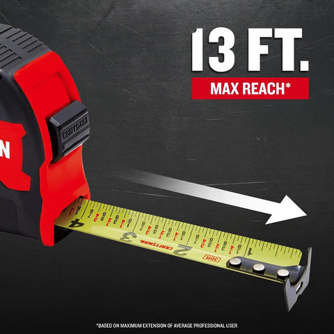CRAFTSMAN 30-ft Tape Measure with Fraction Markings, Retractable (CMHT37445S)