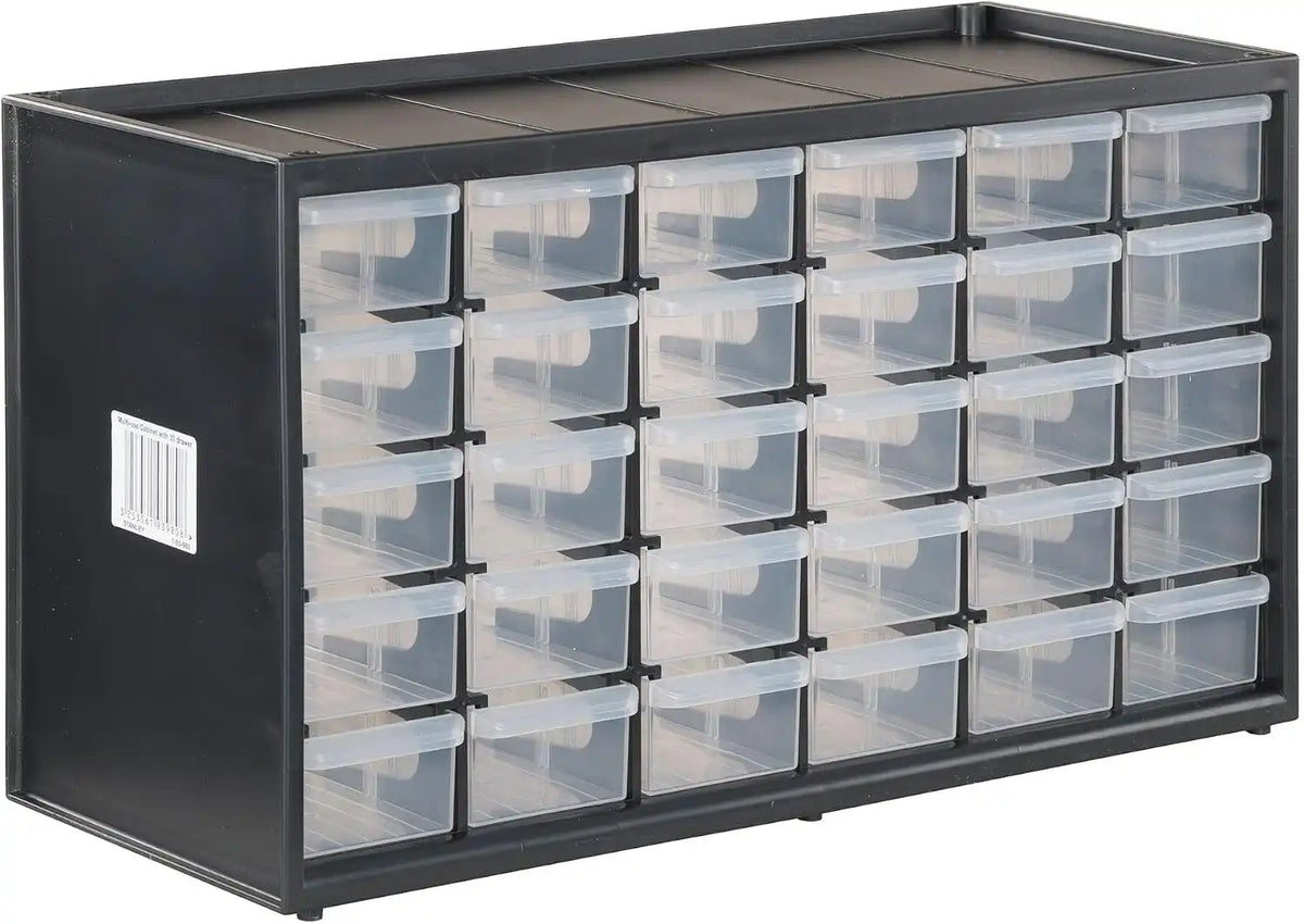 CRAFTSMAN Storage Organizer, 30 Small Drawer Modular Storage System, Easily Stackable, Plastic, Black, White (CMST40730)
