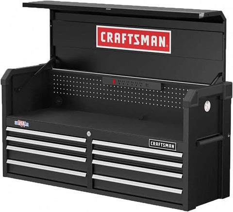 CRAFTSMAN S2000 52" 8-Drawer Tool Storage Chest with Light and Divider, Black (CMST35282BK)