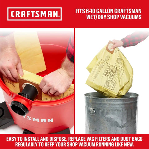CRAFTSMAN CMXEVBE18690 9 Gallon 4.25 Peak HP Wet Dry Vac, Portable Shop Vacuum Wet and Dry with Filter, 3 Dust Bags, Dusting Brush, Hose and Attachments for Home, Garage and Automotive Cleaning