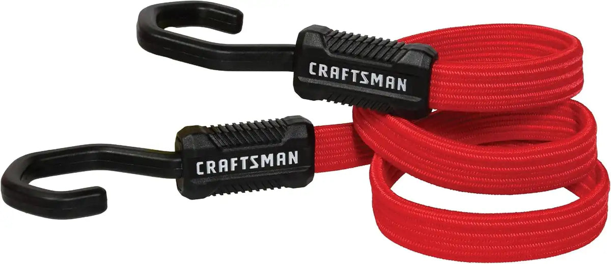 CRAFTSMAN 36" Flat Bungees with Self Centering X-Large Hooks, 32 Pack | XL Non Scratch Steel-Core Hooks, Textured Grip Pad, Easily Stretch and Secure Lightweight Gear, Trunk Cargo & Everyday Hauls
