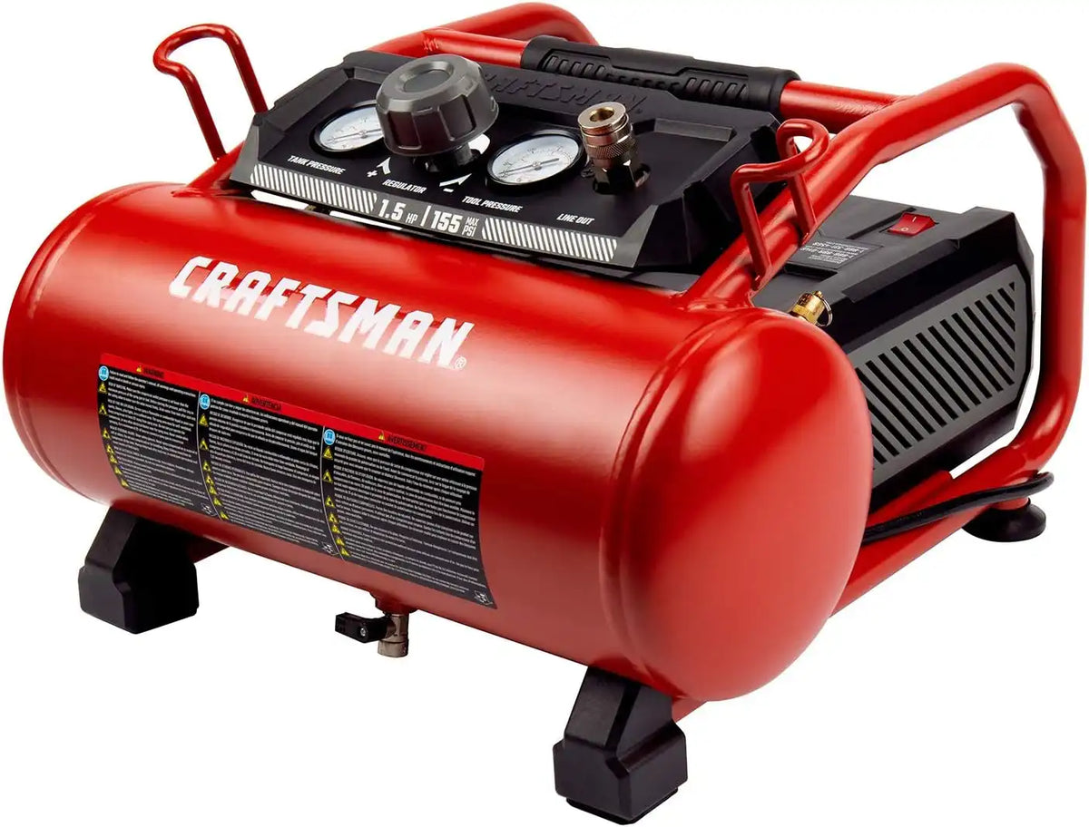 Craftsman 3 Gallon Hot Dog Air Compressor, Oil-Free 155 PSI | 155 PSI Max Pressure & 2.6 CFM @ 90 PSI, Oil-free Pump Cuts Maintenance, Portable & Durable, Lightweight 36LBS