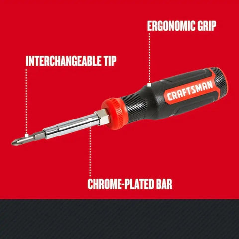 CRAFTSMAN Screwdriver with 6 Multi-Bits, Store Extra Bits in Handle (CMHT68000)