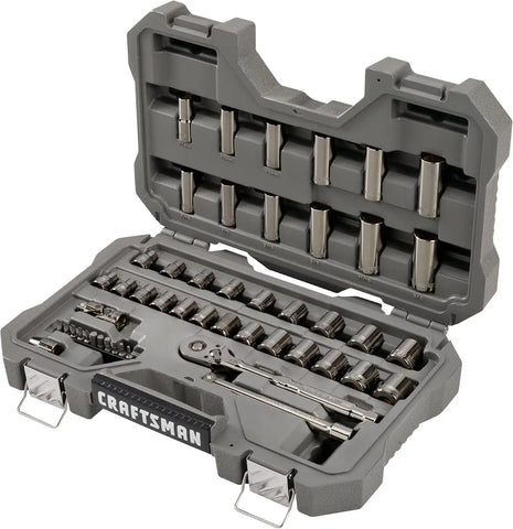 CRAFTSMAN OVERDRIVE 49-Piece Gunmetal Chrome Mechanics Tool Set, Standard SAE/Metric Socket Set, with Hard Case (CMMT99049L)