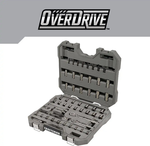 CRAFTSMAN OVERDRIVE 80-Piece Gunmetal Chrome Mechanics Tool Set, Standard SAE/Metric Socket Set, with Hard Case (CMMT99080L)