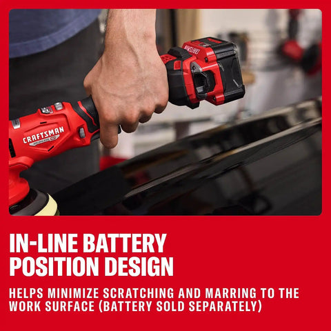 CRAFTSMAN 5 in. Dual Action Buffer Polisher, V20 Brushless Cordless Orbital Polisher with Side Handle, 9 Speed, Up to 6,000 OPM, Tool Only (CMCE150B)