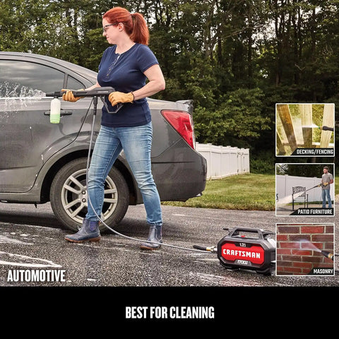 CRAFTSMAN Electric Pressure Washer, Cold Water, Lightweight Corded Power Washer for Cars, Driveways, Patio and Garage, Powerful 1700-PSI, 1.2-GPM, Compact, Easy to Use (CMEPW1700)
