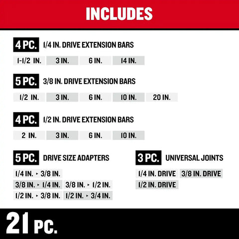 CRAFTSMAN Socket Extension Set/Socket Adapter Set, 21-Piece (CMMT42283)