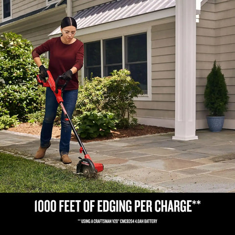 CRAFTSMAN Cordless Edger Lawn Tool, 20V MAX Battery, Charger and Blade Included, Lightweight Lawn Edger, 7.5 in Cutting Width, 1000 Ft of Edging per Charge (CMCED400D1)