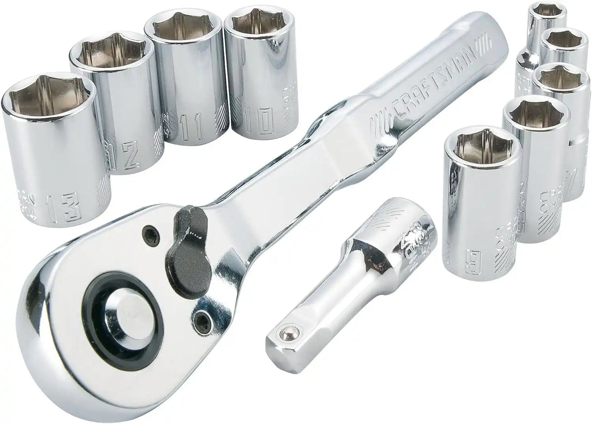 CRAFTSMAN Mechanics Tool Set, Metric, 1/4 Inch Drive, 11 Piece, 90-Tooth (CMMT34871)