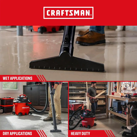CRAFTSMAN CMXEVBE18695 16 Gallon 6.5 Peak HP Wet Dry Shop Vacuum Bundle | Heavy-Duty Wet and Dry Vac with Filter, 4 Dust Bags, Hose, Diffuser and Attachments for Home Projects & Renovations